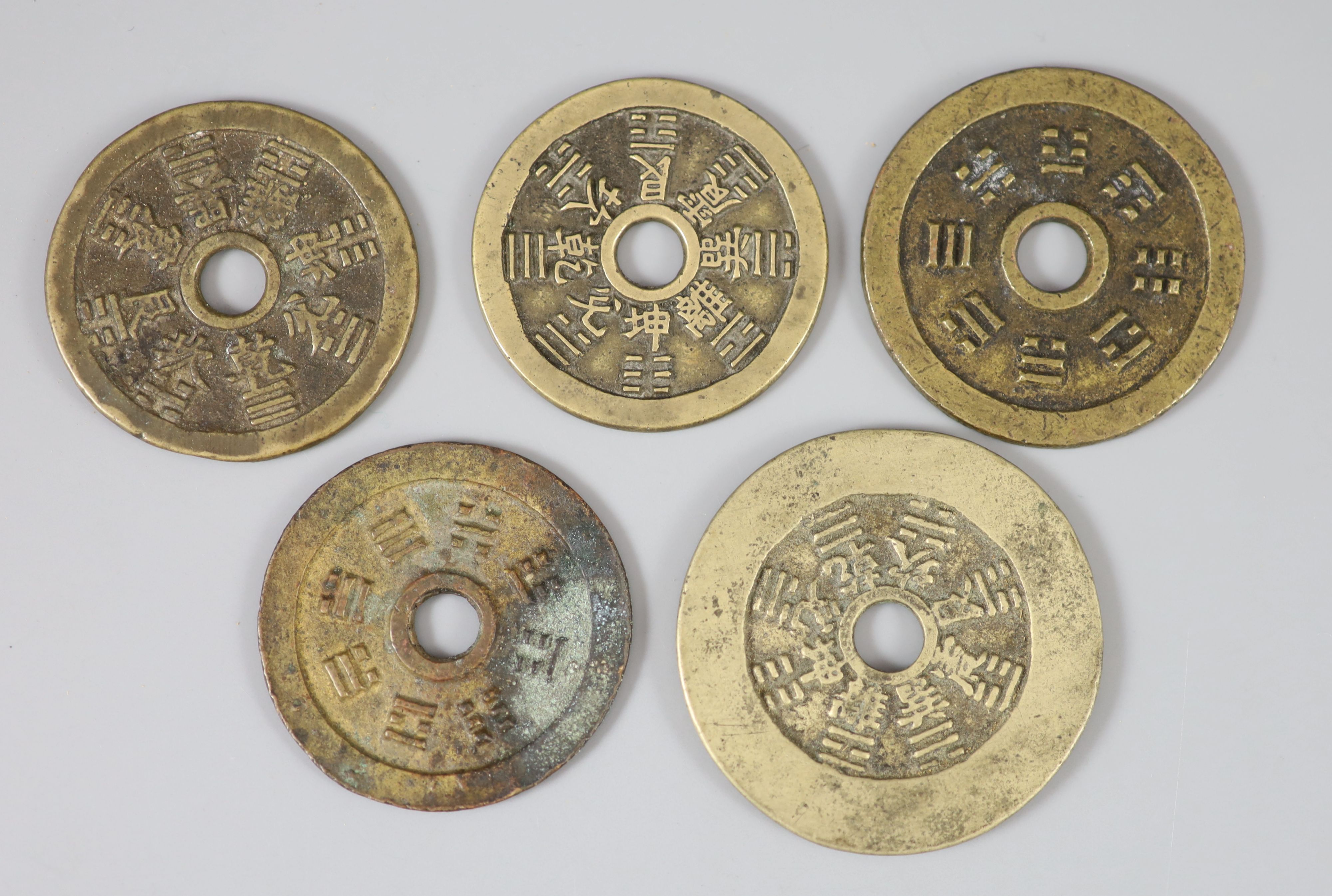 China, 5 bronze zodiac charms or amulets, Qing dynasty,